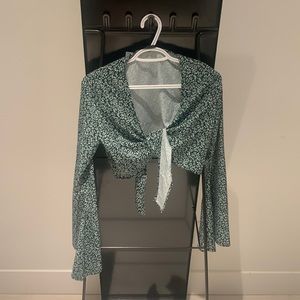 Floral tie-front crop top